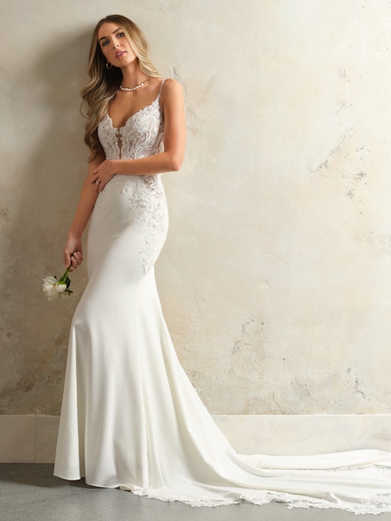 Bride wearing Anastasia by Maggie Sottero at a bridal boutique