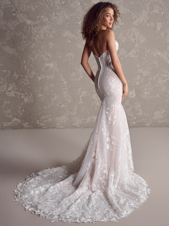Bride wearing Fairchild colorful wedding dress by Maggie Sottero