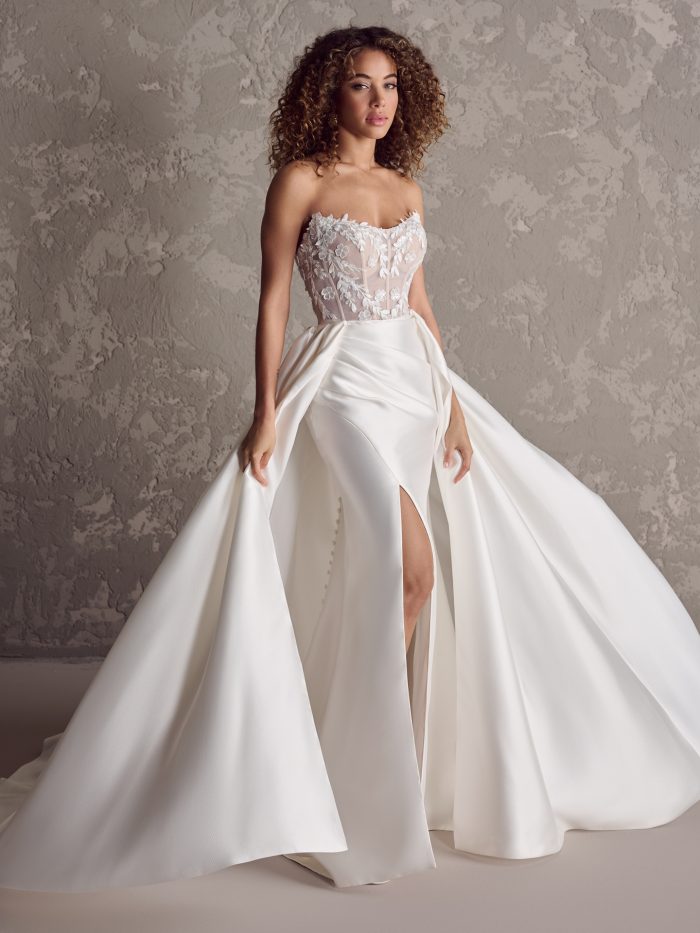 Bride wearing Twyla by Rebecca Ingram during her wedding photography session