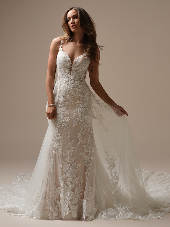 Bride wearing one of our Maggie Sottero wedding dresses called Adrian by Sottero and Midgley