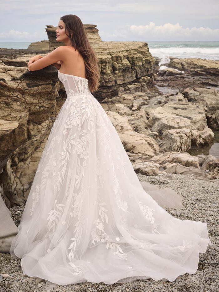 Model wearing Destin by Sottero and Midgley