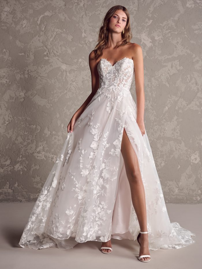 Bride wearing Sutton celebrity wedding dress by Sottero and Midgley