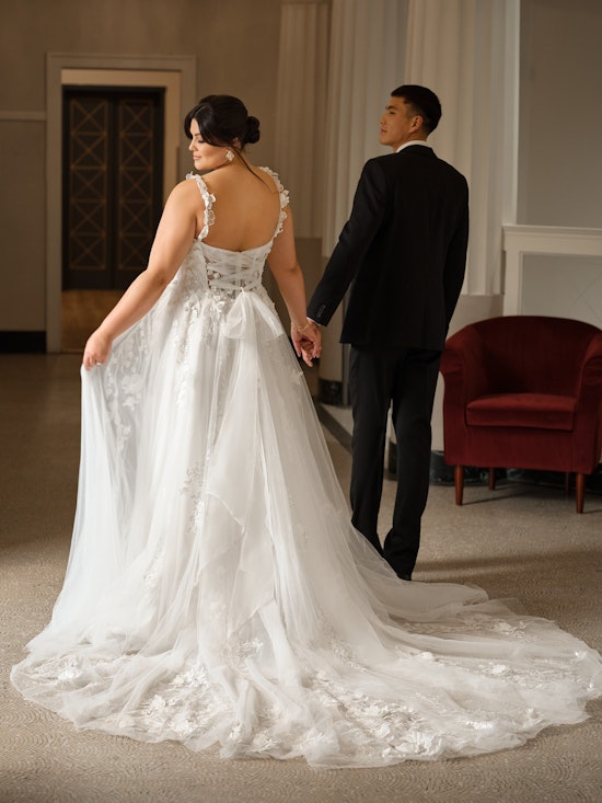 Bride wearing drop waist wedding dress Wicklow by Sottero and Midgley